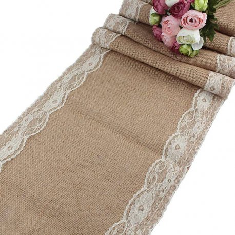 Jutový běhoun na stůl - smetanový