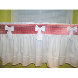 Záclona Monika s kockou červená