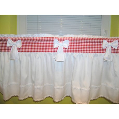 Záclona Monika s kockou červená