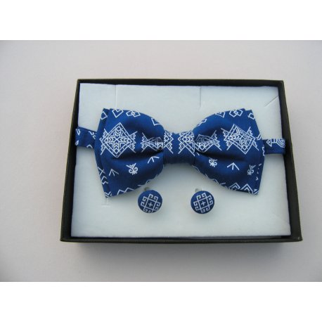 Pánský set motýlek, šle a manžetové knoflíky - královská modra