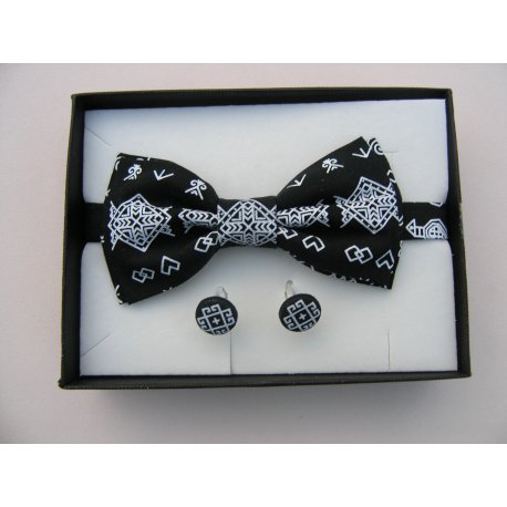 Pánsky set motýlik, traky a manžetové gombíky - čierny 