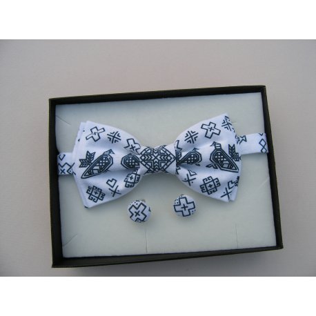 Pánsky set motýlik a manžetové gombíky - biela 