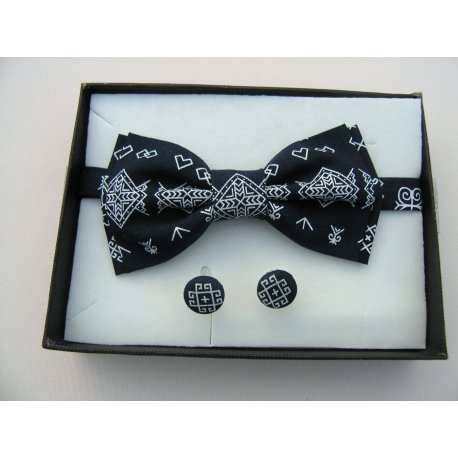 Pánský set motýlek a manžetové knoflíky - tmavě modrá