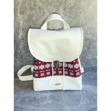 Ruksak Čičmany - bordovo biely