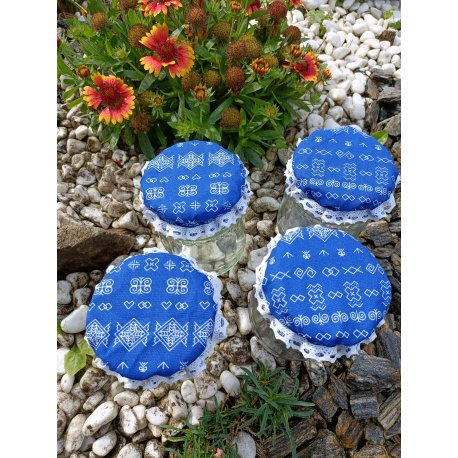 Kloboučky na sklenice Čicmany modré