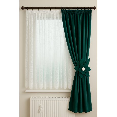 Záves smaragdový s kvetom